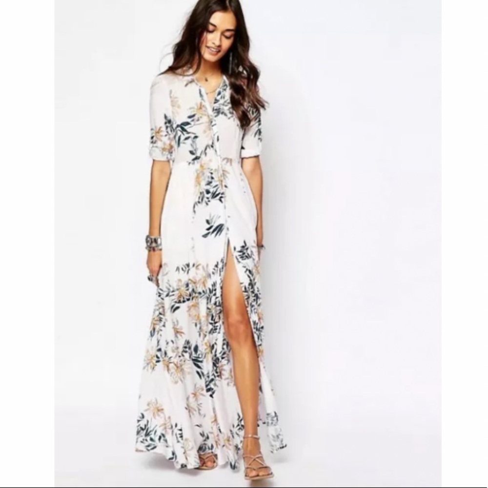 FreePeople After the Storm Floral Maxi Shirt Dress
